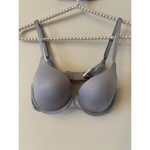 Victoria's Secret Womens Size 32C Perfect Shape Bra Gray Silver Metallic Wired